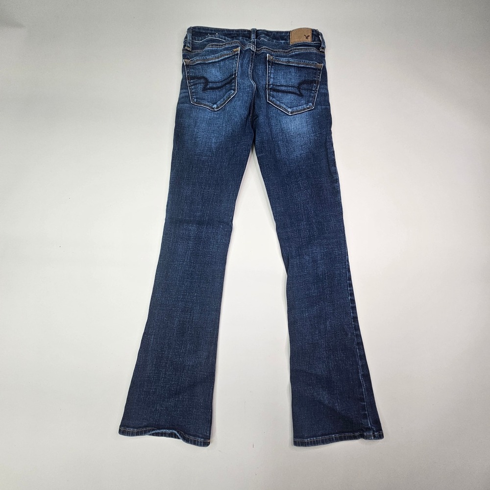 American Eagle Kick Bootcut Jeans Women 2 Short Dark Wash Super Stretch - Picture 13 of 16